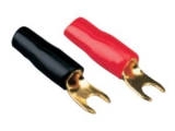 2 Stck. rot / 2 Stck. schwarz, Gabelstecker<br>vergoldetes Kupfer, elastische Isolierung, für...